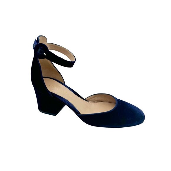 Gianvito Rossi Velvet Block-Heel Mary Jane Pumps - Picture 1 of 8